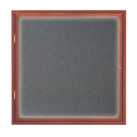 United Visual Products Single Door Slim Enclosed Radius EZ Tack Board, 42"x32", Gold/Black UVRDS42EZ-BLACK-GOLD